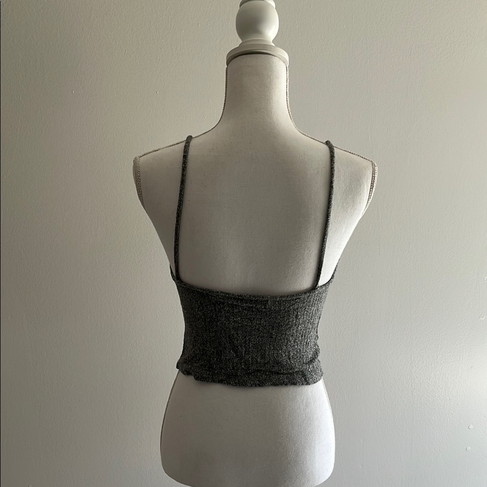 Gray Ribbed Women's Top - Picture 3 of 5